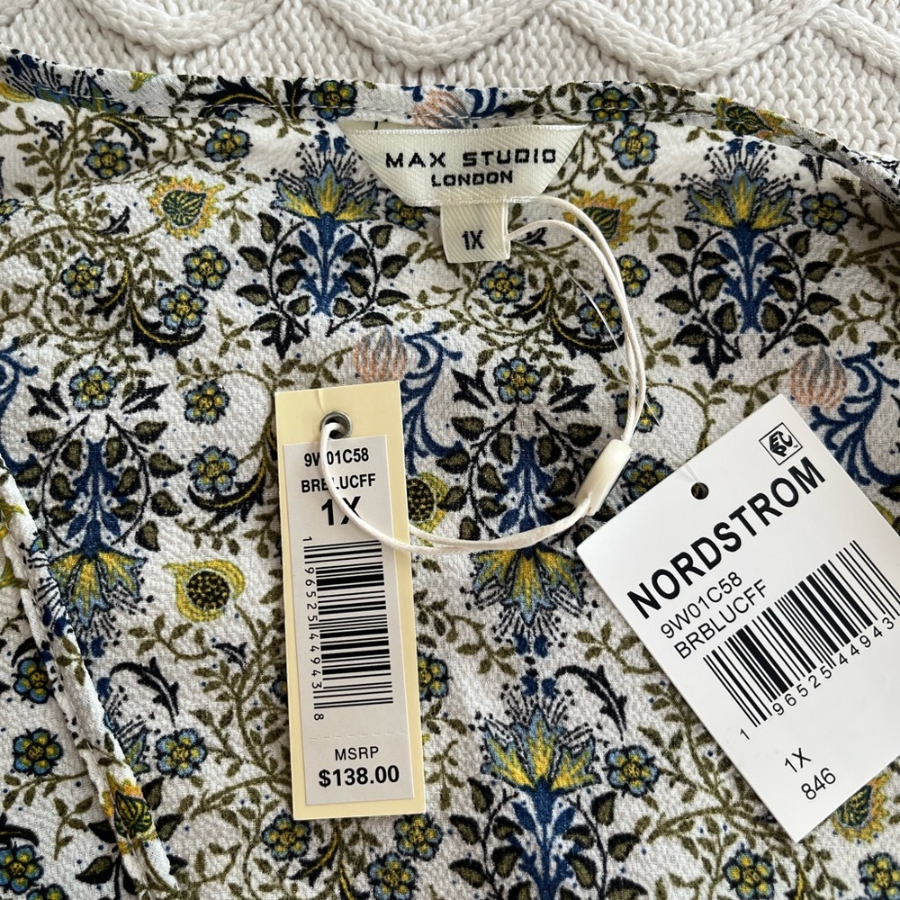 Max Studio London Floral Midi Dress with Wrap Around Front & Tie Women’s 1X - Picture 6 of 15